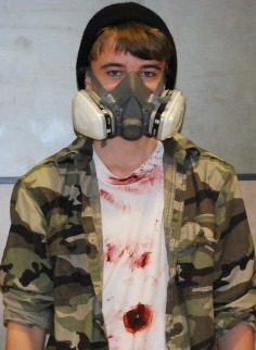 Brayden Larwill, senior, is dressed as a zombie apocalypse survivor