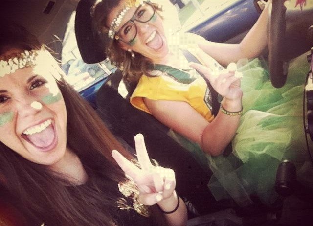 Lindsey Raaker and I, on our way to the Tracy vs. West football game our junior year.