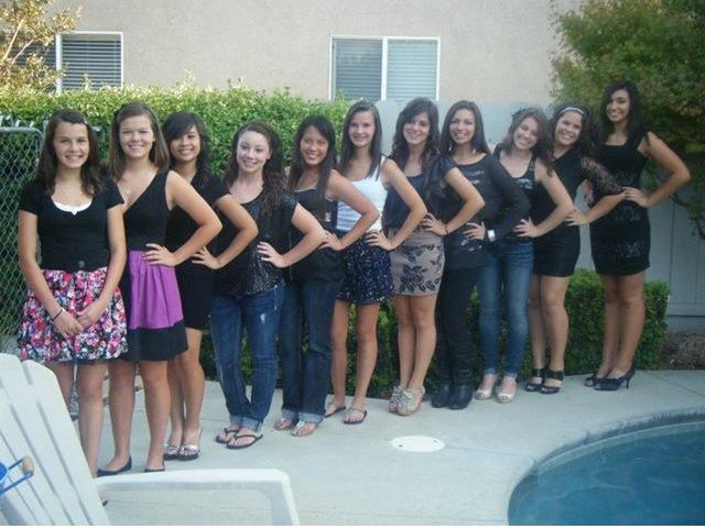 A group of my friends, freshmen year, at Melissa Clarks birthday.