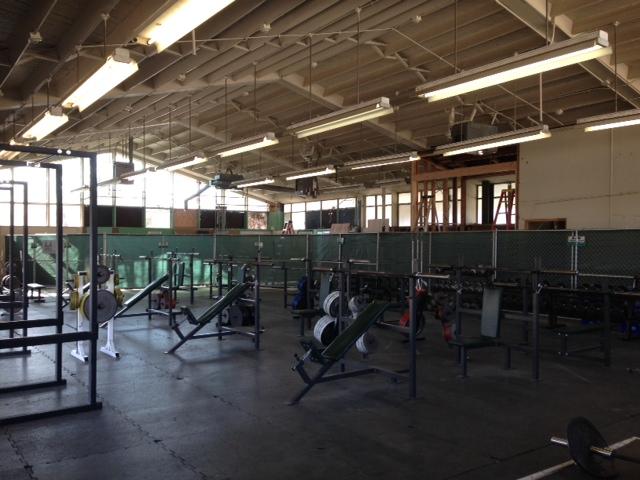 Tracy Highs weight room is surrounded by a fence to separate students from construction.