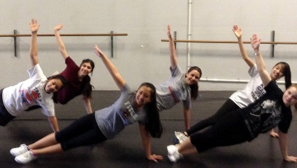 Junior, Jennifer Diaz and five other Distinguished Young Women contestants exercise to improve physical fitness.  