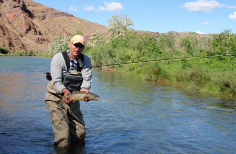 Paul Demsher holding a fish he caught at the Owyhee River in Oregon. 