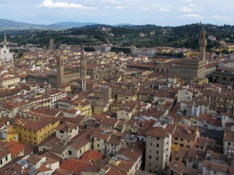 Taken from the top of a tower overlooking the entire city of Florence, Italy.