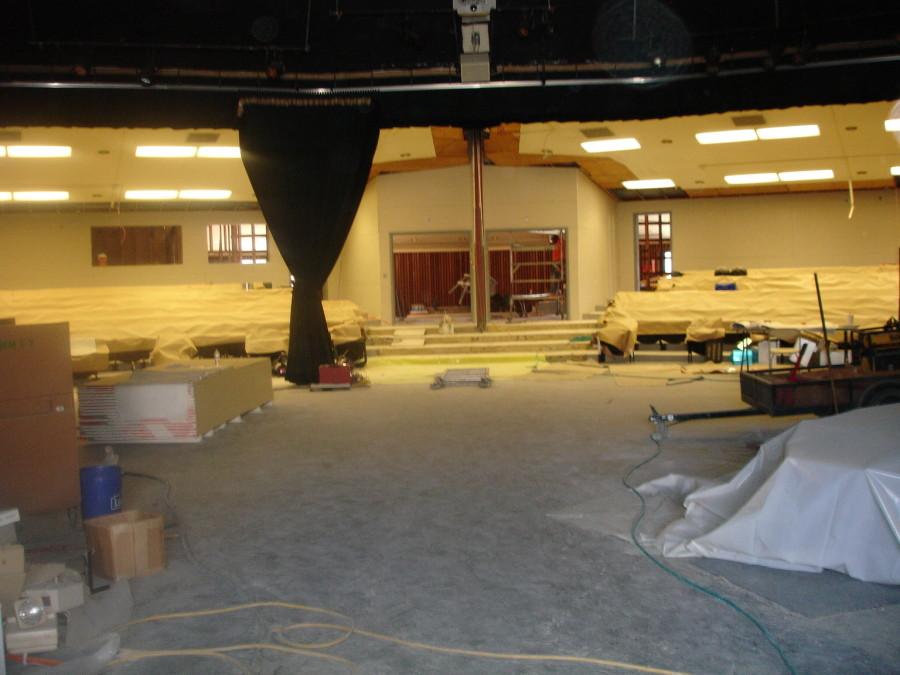 The progress that has been made on remodeling the theater.