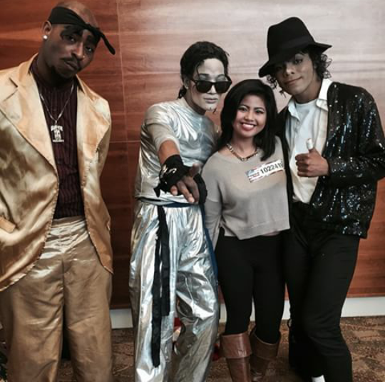 (L-R) Americas Got Talent contestants Tupac Shakur (Dave Brown), Jamie Palacpac, and Michael Jackson and his twin ( Nick Perez and Johnny Knight).