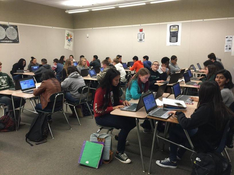 Tracy High students learning about coding after school