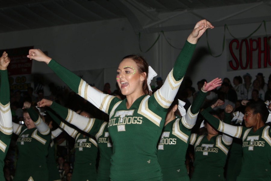 Senior Amarette Morales cheering during the rally.