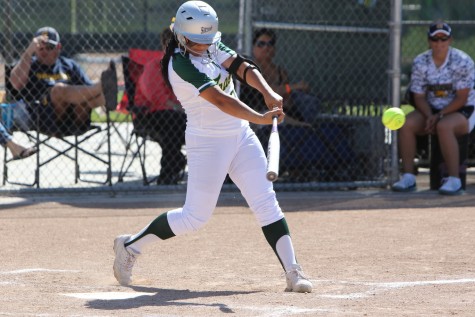 Rachel Cid swings at a pitch