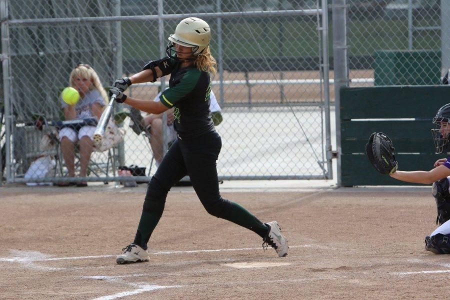 Junior Mikayla Coelho swings at a pitch against Tokay on May 3.