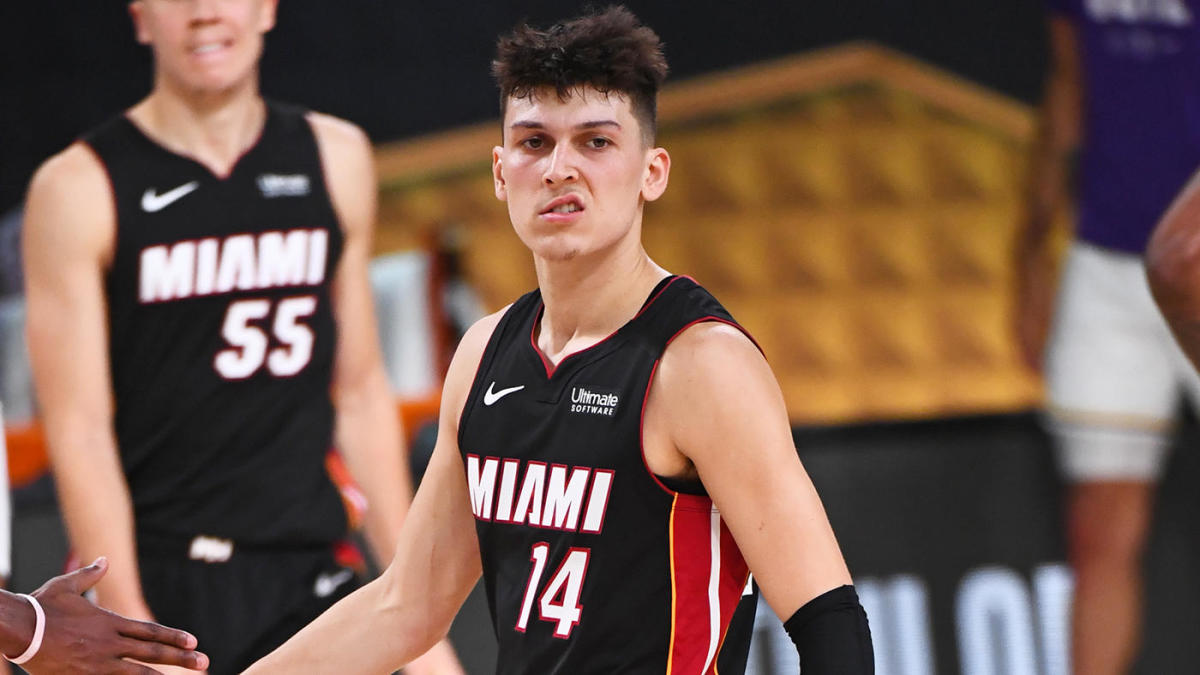 Tyler Herro’s snarl after having a solid performance, leading the Miami Hea...